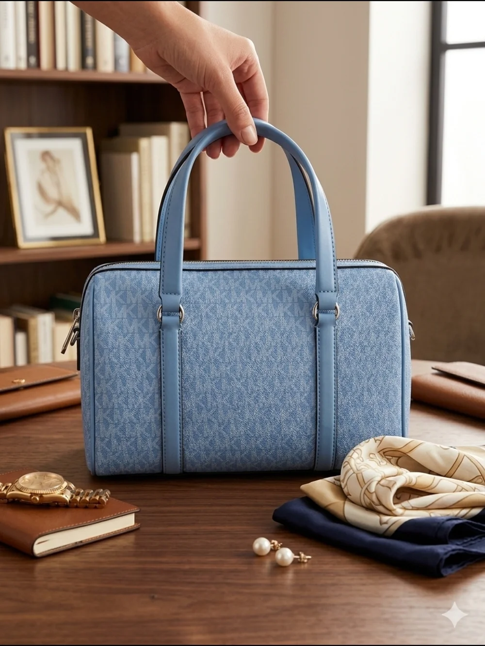 Michael Kors Travel Medium Duffle Satchel - South Pacific (NWT) - Picture 3 of 7